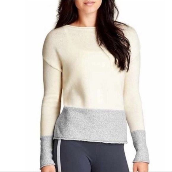 Athleta Sweaters - Athleta Brindle Border Cream Wool Sweater XS
